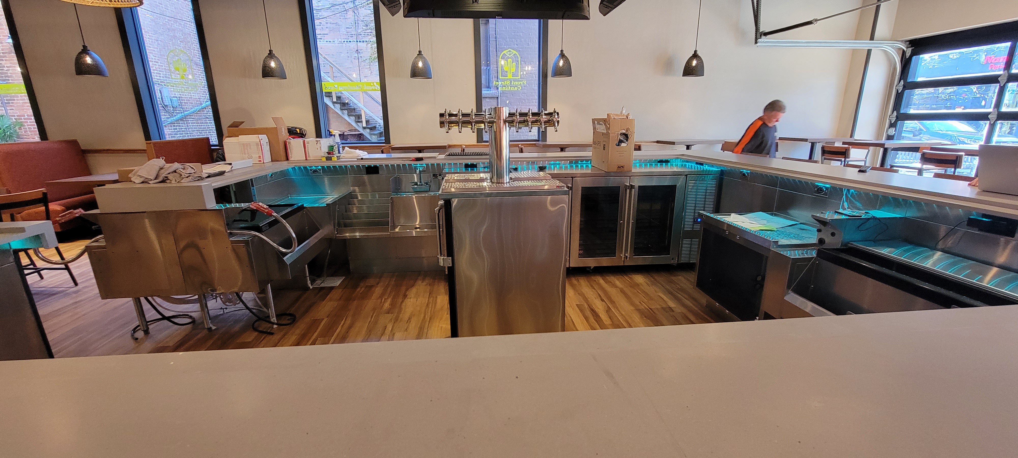 Front Street Cantina — seating sightlines toward bar